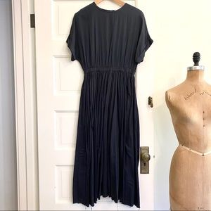 Black Crane Pleated Classy Dress | Small